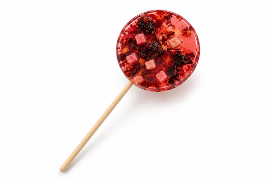 Berry Glow – rund teklubba med bär och hibiskus, finns som 5-pack och 10-pack