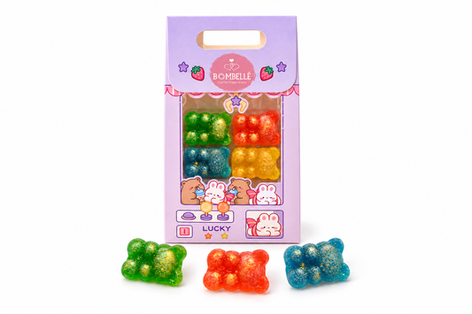 Bombellé Crystal Candy Bears 4-pack på vit bakgrund