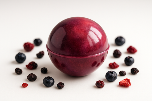 can-you-make-a-pic-of-Berry glow-tea-bomb-in-a-glossy-glykos-bomb-with-some-dried berry on-and-white-background